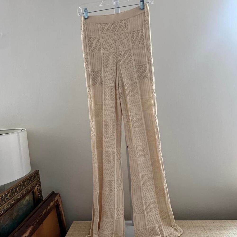 Sandro cream knit pants with